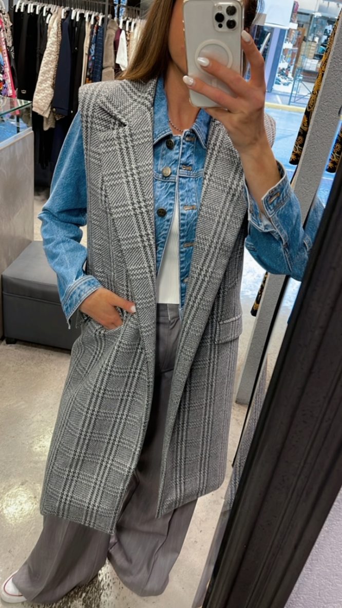 MIA ΜΑΚΡΥ ΓΙΛΕΚΟ (GREY PLAID) MAMOUSH VEST 9