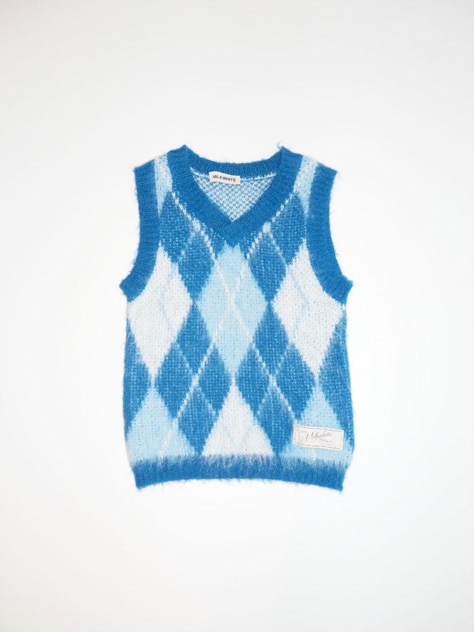 ΠΛΕΚΤΟ ΓΙΛΕΚΟ ΜΕ ΡΟΜΒΟΥΣ (BLUE) MILKWHITE VEST 3