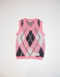 ΠΛΕΚΤΟ ΓΙΛΕΚΟ ΜΕ ΡΟΜΒΟΥΣ (PINK) MILKWHITE VEST 4