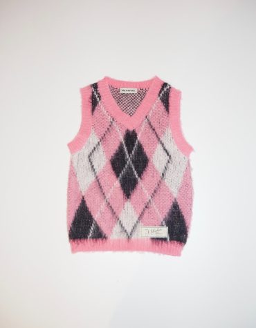 ΠΛΕΚΤΟ ΓΙΛΕΚΟ ΜΕ ΡΟΜΒΟΥΣ (PINK) MILKWHITE VEST