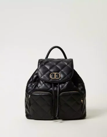 ‘AUDREY’ ΚΑΠΙΤΟΝΕ BACKPACK ΜΕ OVAL T (BLACK) TWINSET ΝΕΕΣ ΑΦΙΞΕΙΣ